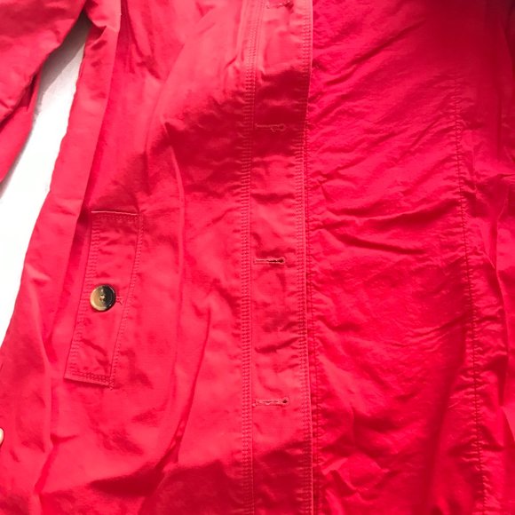 GAP Tomato Red Long Boxy Trench Coat Women's XS 100% COTTON - Picture 5 of 11